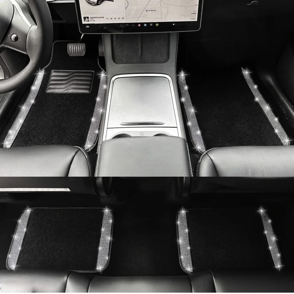 Brand new 4 price Car mat set, sides with shining crystal. silver and black. - Picture 5 of 12